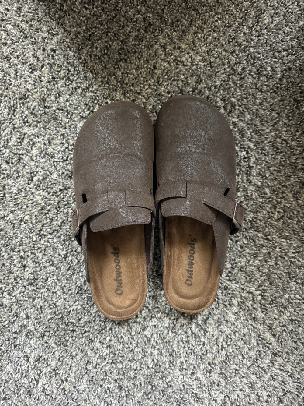 Outwoods dark brown slip on birkenstocks